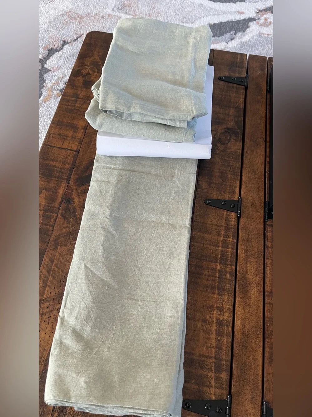 NWT Quince European Linen Duvet Cover Set, Full/Queen (Willowleaf)
